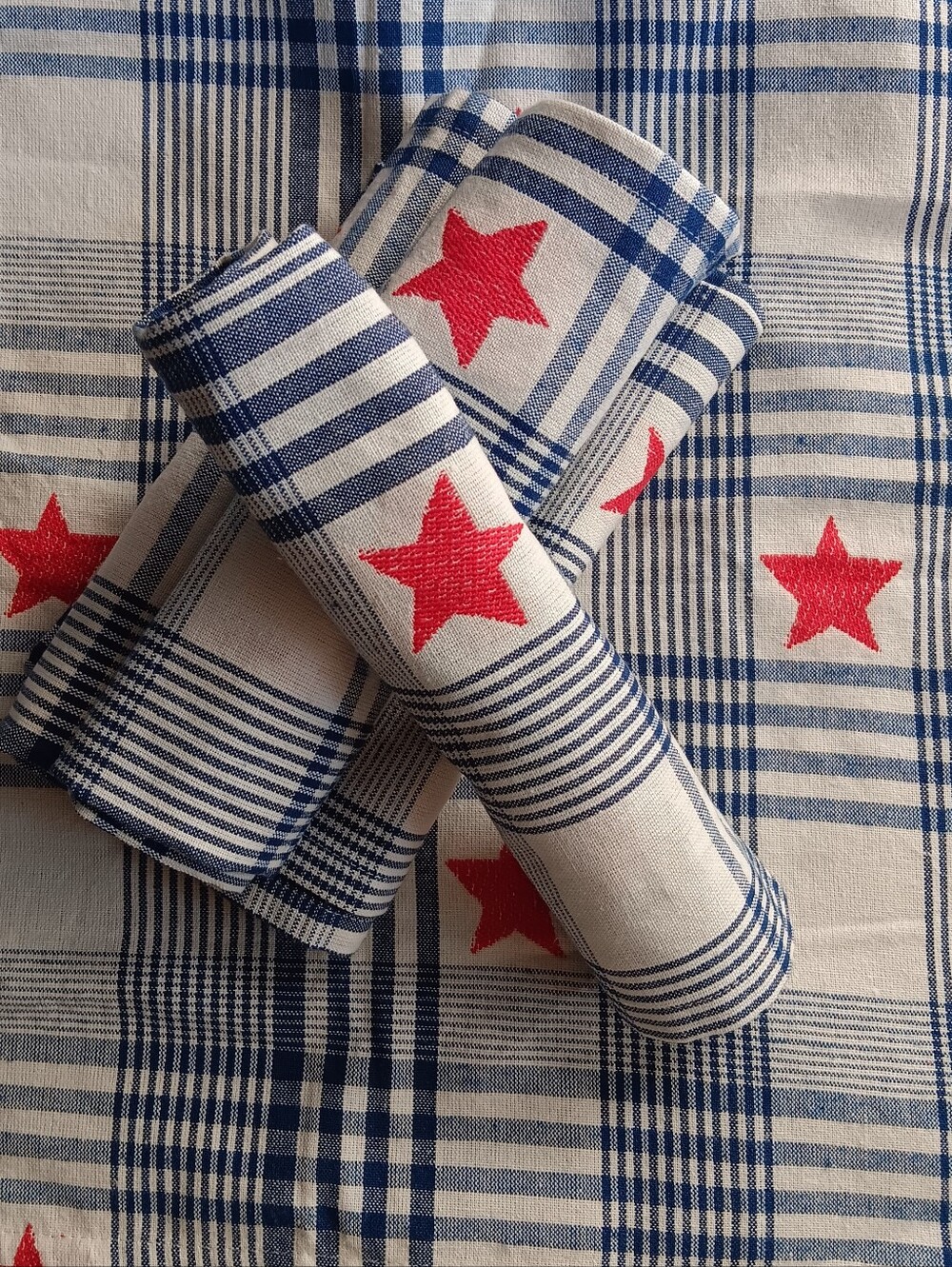 Storehouse Americana 4th Of July Star 18X18  6 Pc Set Woven Napkins